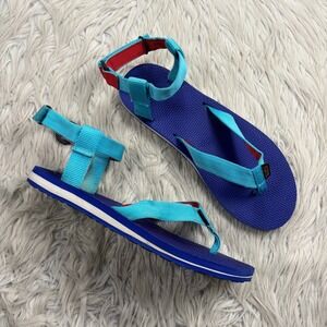 Teva Women's 10 Ankle Strap Original Sandal Blue Red Sporty Water